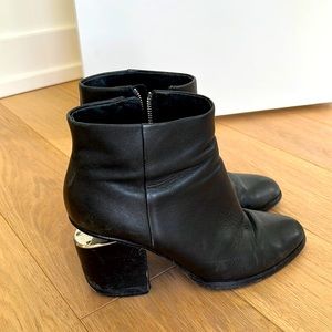 Alexander Wang "Gabi" Black with Silver Detail Heeled Booties